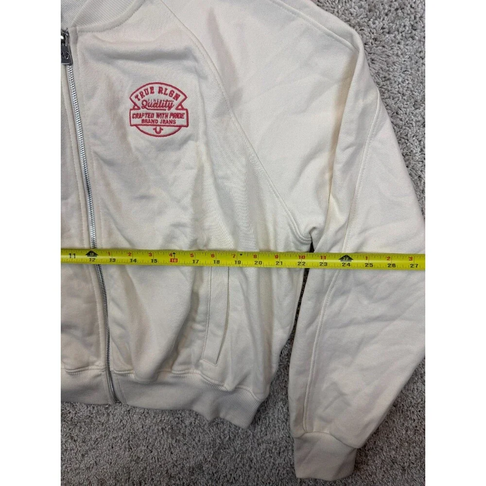 True Religion Branded Bomber Jacket Men's XL Winter White Embroidered NWT $179